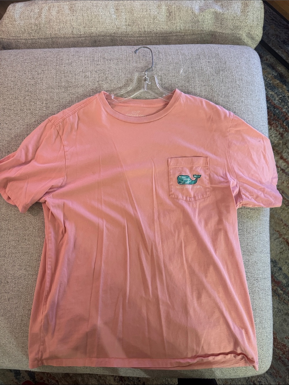 Vineyard Vines Coral Pocket Tee with Whale Logo - Women’s